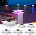 APONUO Solar Post Cap Lights 6 Pack 4x4 RGB & White - Weatherproof