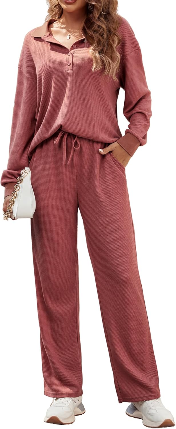 Ekouaer Womens 2 Piece Matching Lounge Sets for Fall Comfort