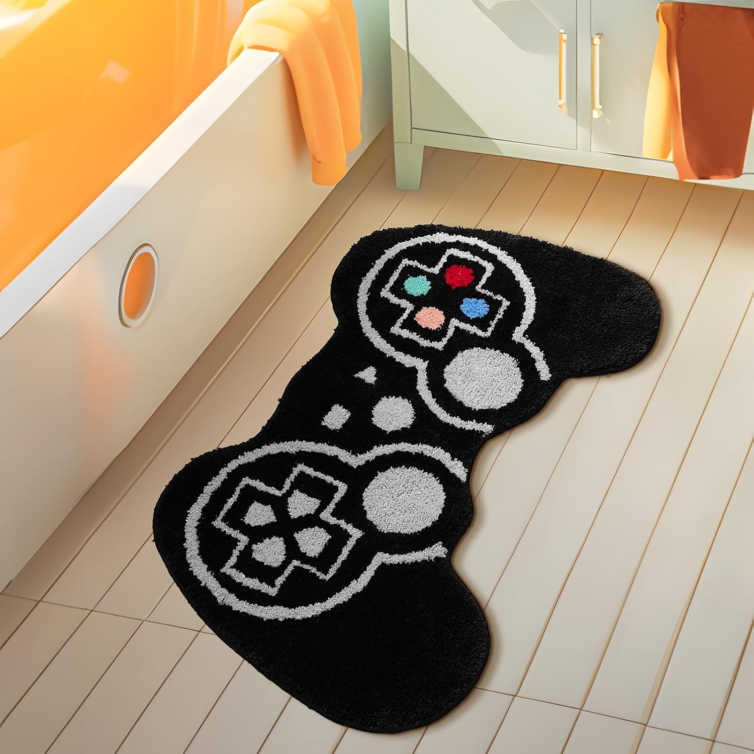 Non Slip Cute Gamepad Bath Mat - Soft & Absorbent Bathroom Rug by TANVILL