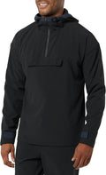 Men's Stretch Woven Quarter Zip Hooded Colorblock Jacket - Relaxed Fit