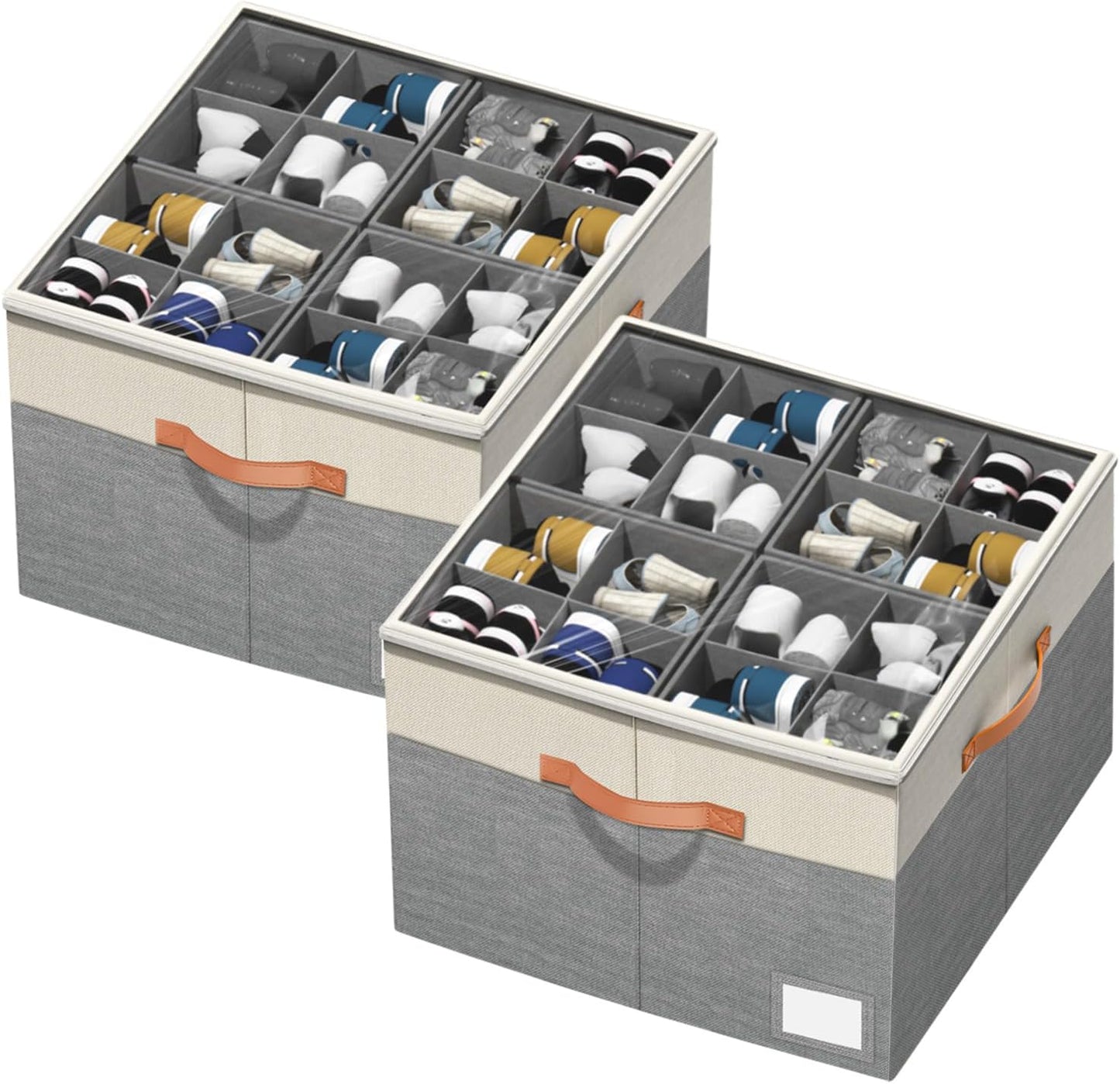 Aokeyee Shoe Organizer for Closet - Foldable Storage Box Set