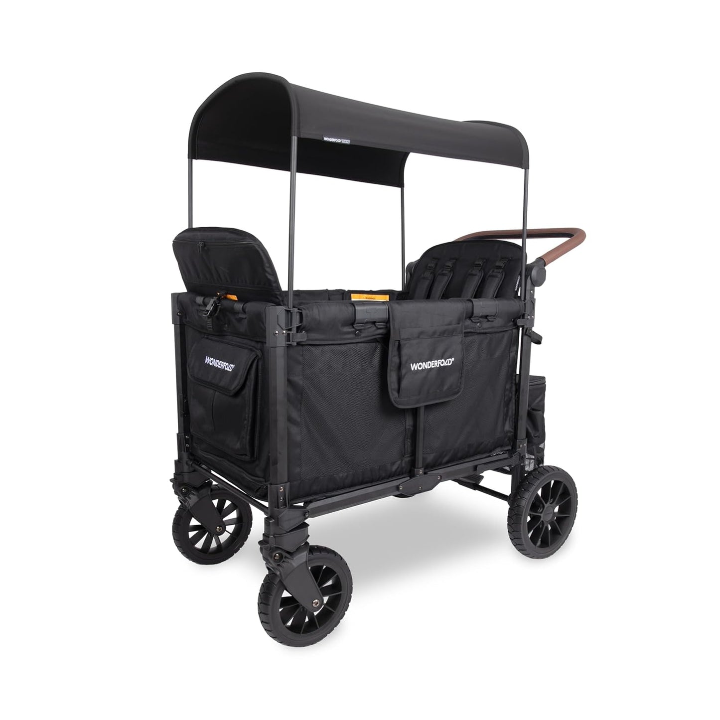 WonderFold W4 Luxe Pro Stroller Wagon for 4 Kids - Jet Black