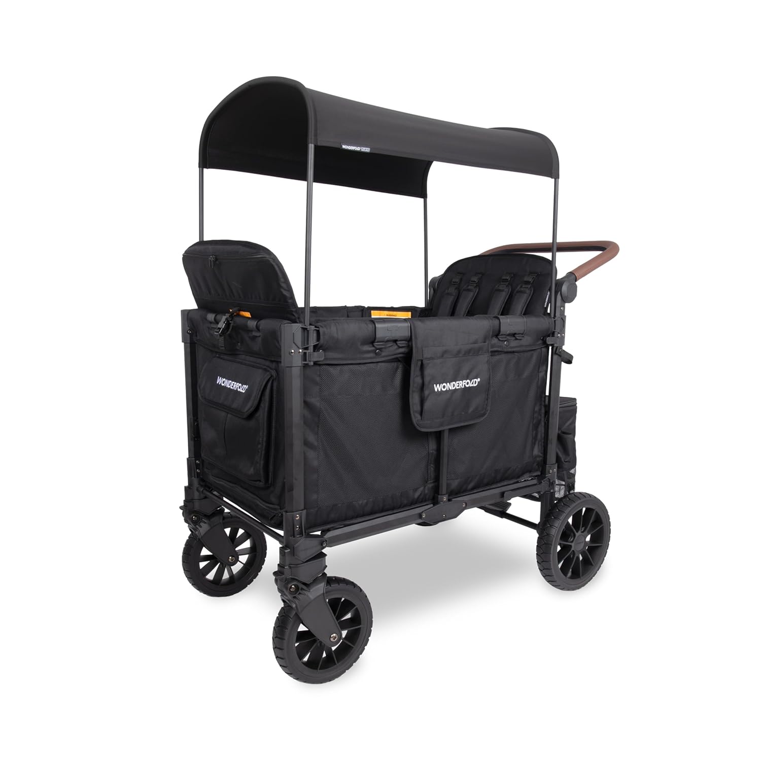 WonderFold W4 Luxe Pro Stroller Wagon for 4 Kids - Jet Black