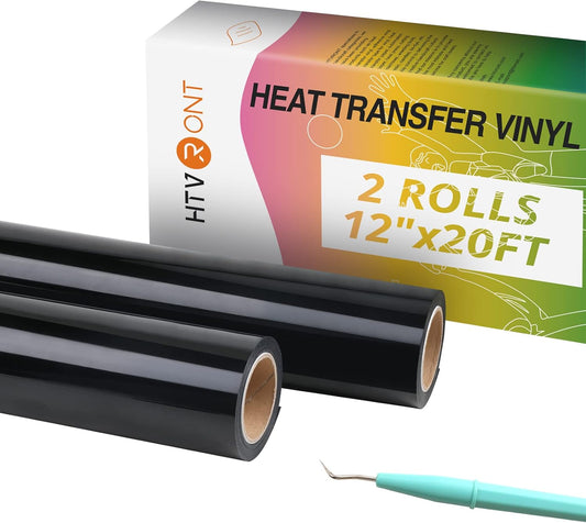 HTVRONT Black Heat Transfer Vinyl Rolls for Easy Crafting