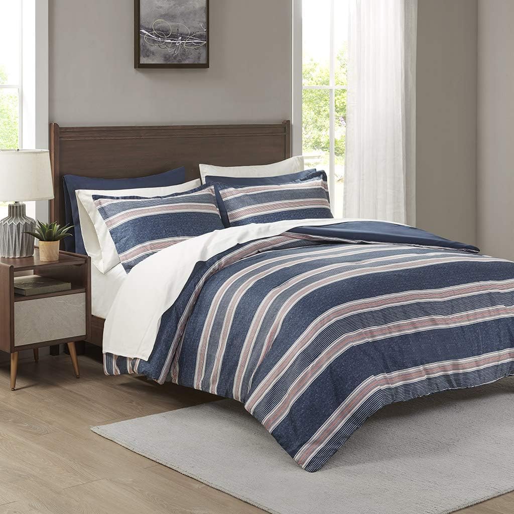 Cozy College Bed Set - Dorm Room Essential for Boys, Queen, Navy/Red