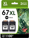 67XL Black Ink Cartridge Replacement for HP Ink 67 - High Yield 2-Pack