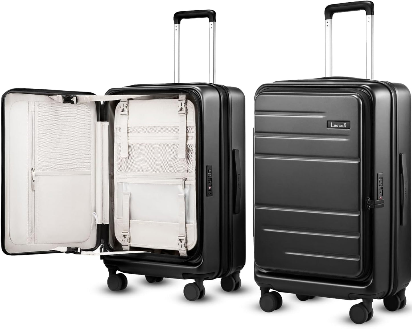 Checked Luggage with Spinner Wheels - Expandable Hard Shell Suitcase