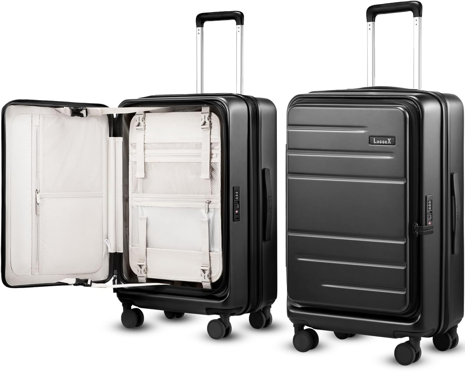 Checked Luggage with Spinner Wheels - Expandable Hard Shell Suitcase