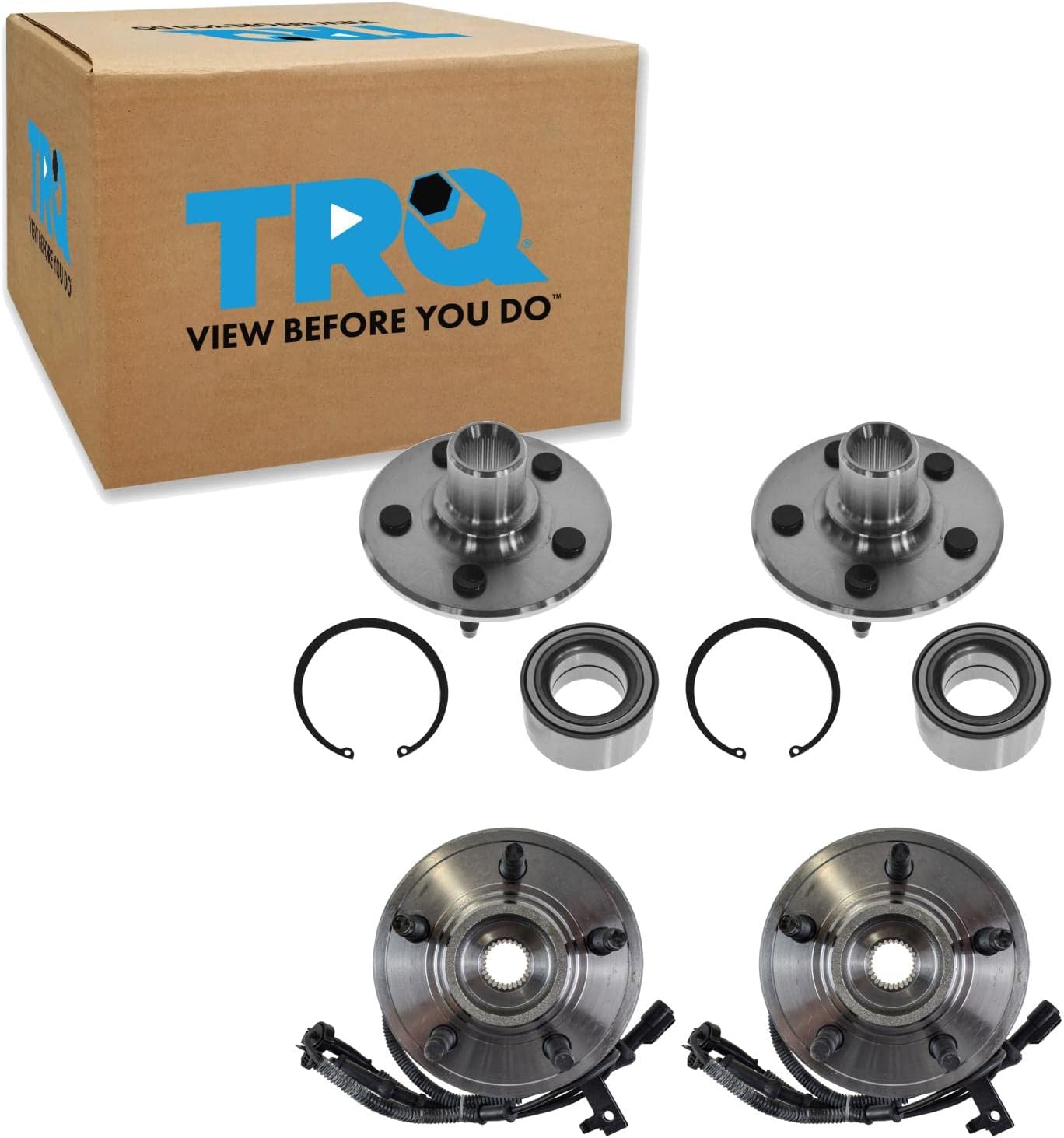 TRQ 2 Piece Front Rear Wheel Bearing Hub Assembly Set