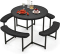 Picnic Table Bench Set for 4-8 Person - Round 37in Outdoor Table