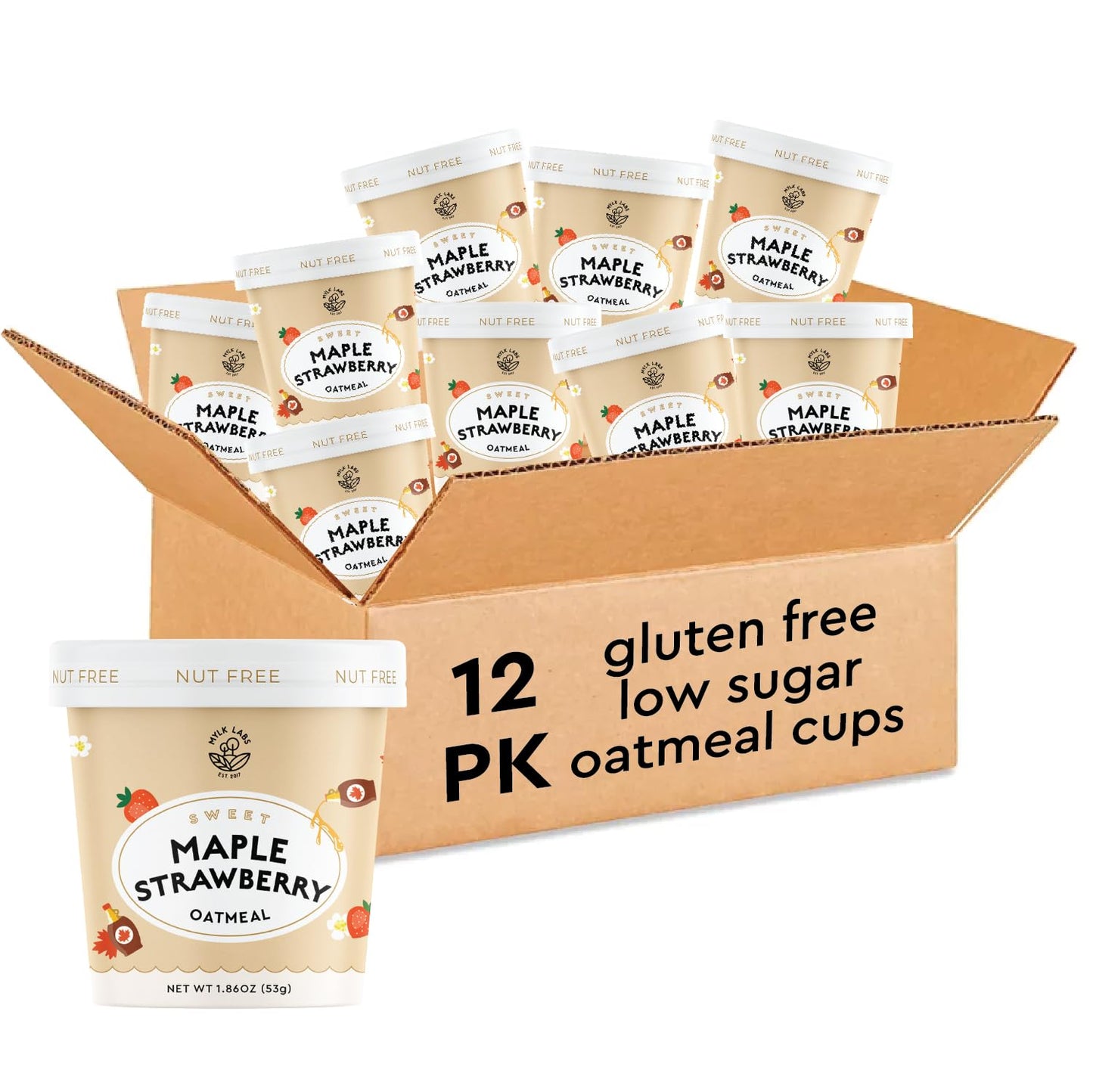 Mylk Labs Maple Strawberry Protein Oatmeal Cups for Breakfast