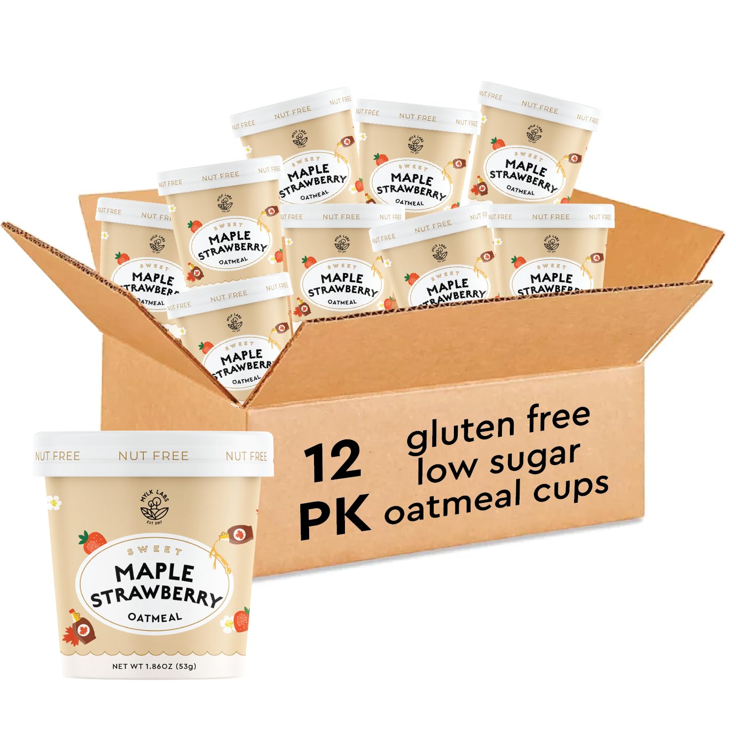 Mylk Labs Maple Strawberry Protein Oatmeal Cups for Breakfast