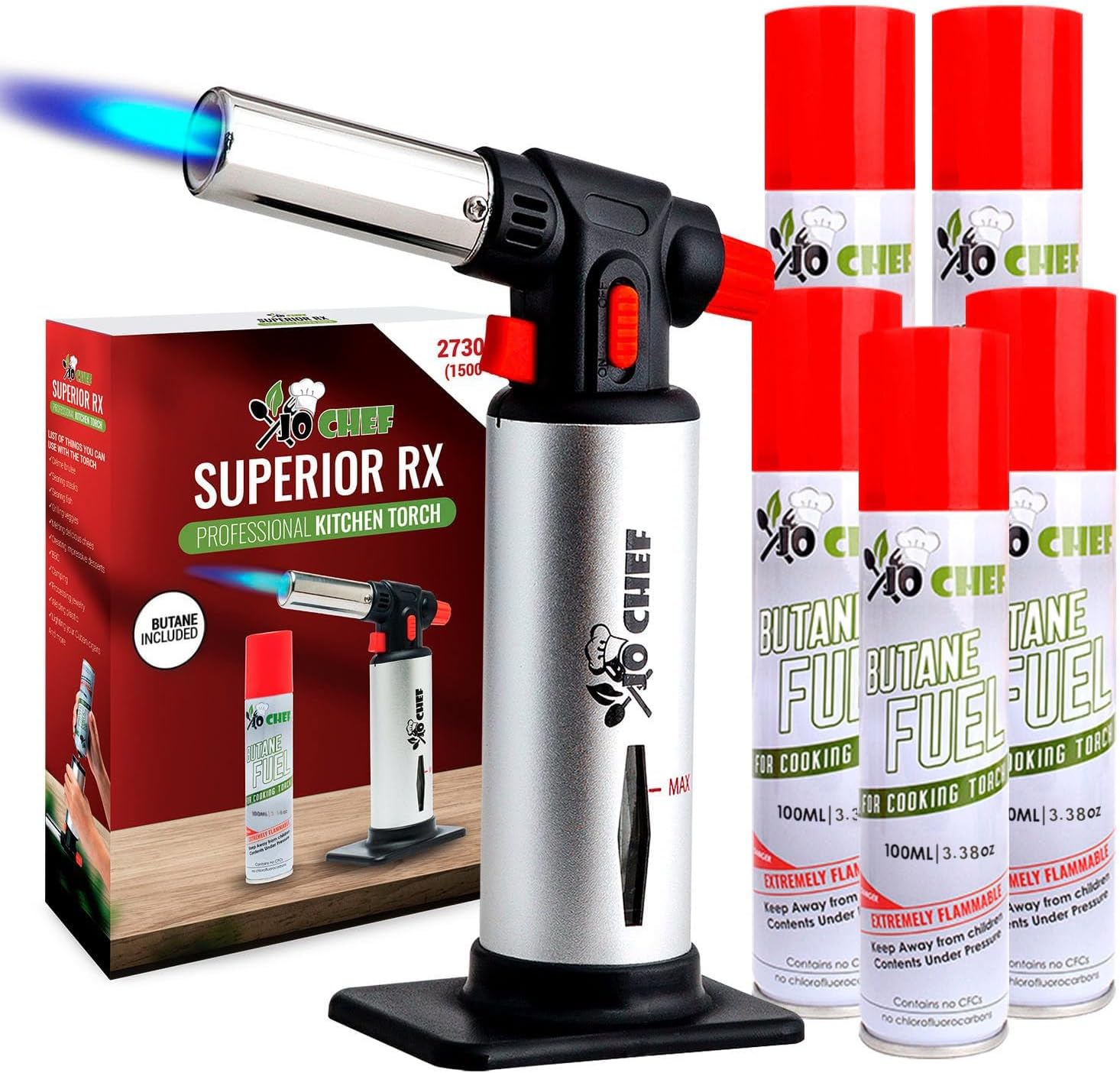Jo Chef Kitchen Torch with Butane for Cooking and BBQ Use