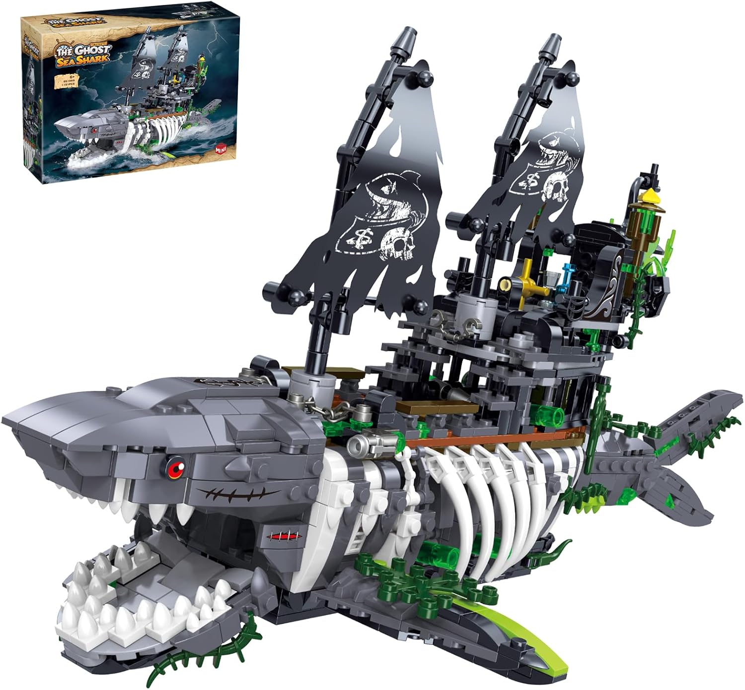 Mechanical Shark Ship Building Blocks Set for Creative Fun