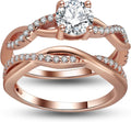 Queena CZ Wedding Ring Set for Women in 14k Gold and Silver
