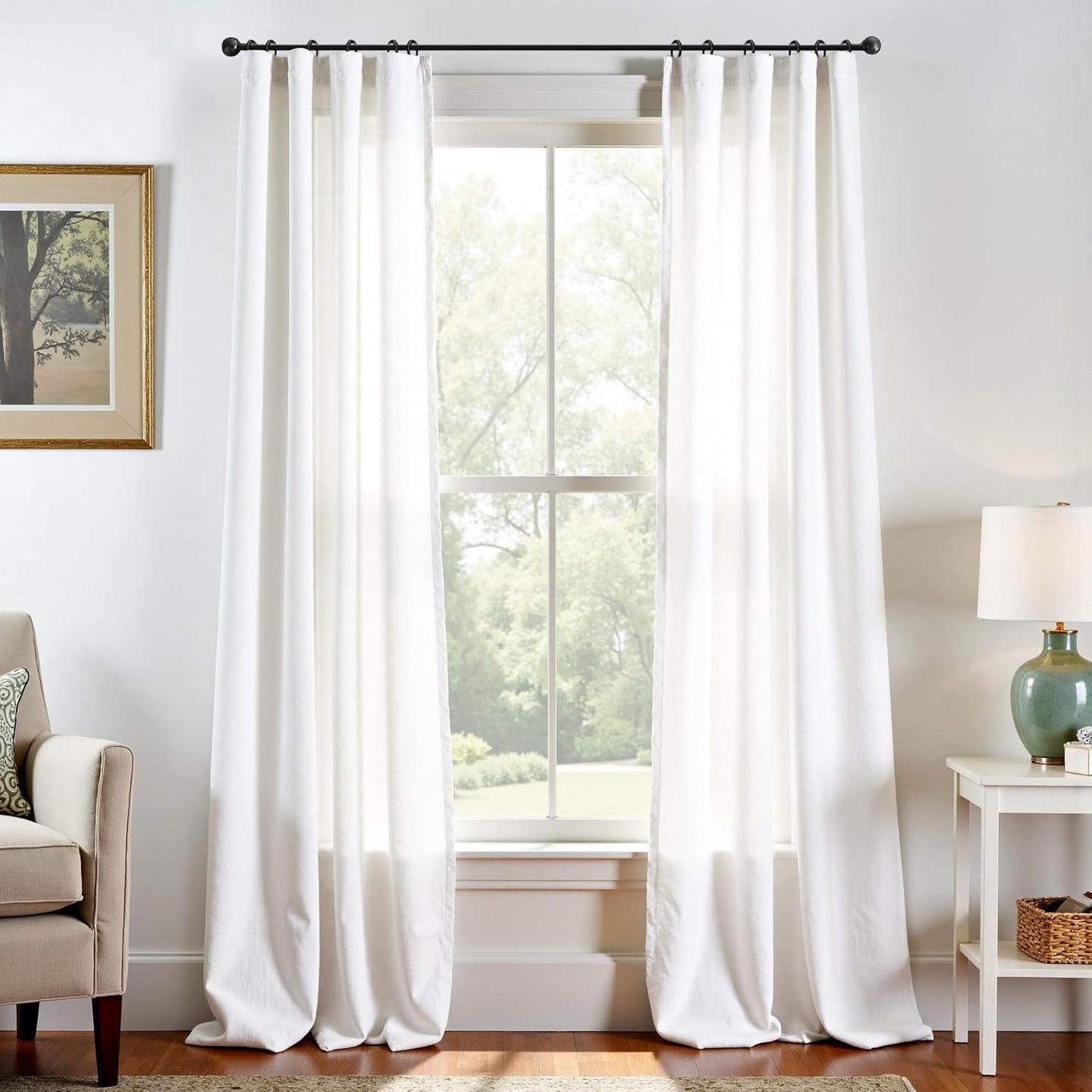 jinchan Off White Linen Blend Curtains for Elegant Home Decor