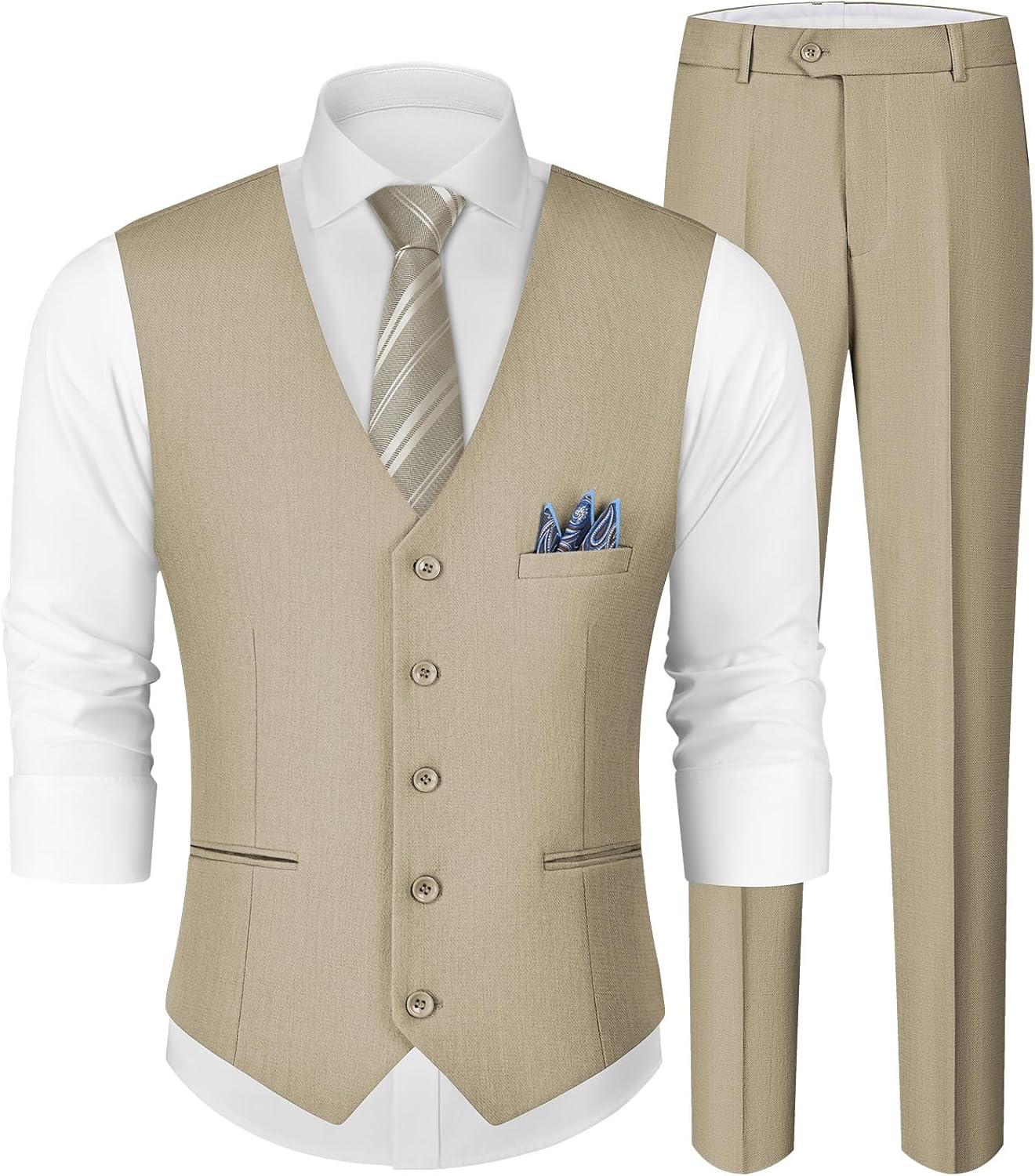 MAGE MALE Men's Linen 2 Piece Suit Slim Fit for Weddings