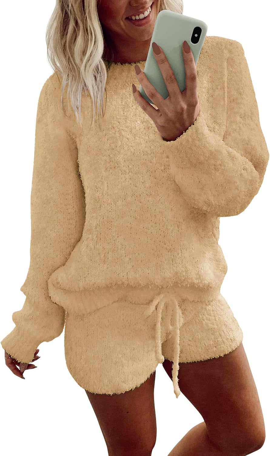 Ekouaer Fuzzy Fleece Pajamas Set for Cozy Winter Lounging