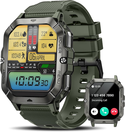 DEKELIFE Military Smart Watch: Answer Calls, Waterproof Fitness Tracker