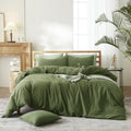 Army Green Duvet Cover Set Full - Washed Cotton Comfort
