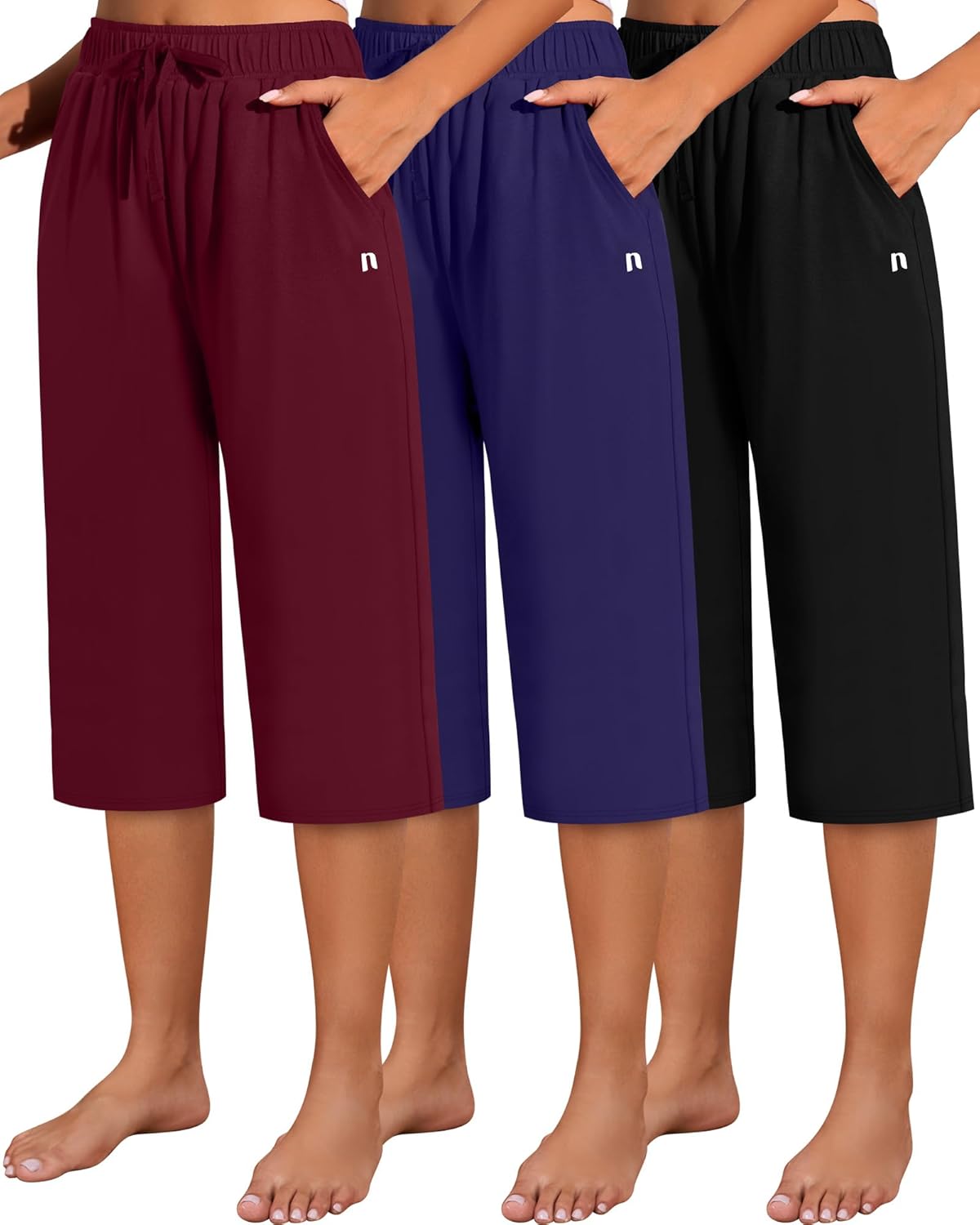 Neer Women's Capri Pants 3 Pack for Casual and Yoga Wear