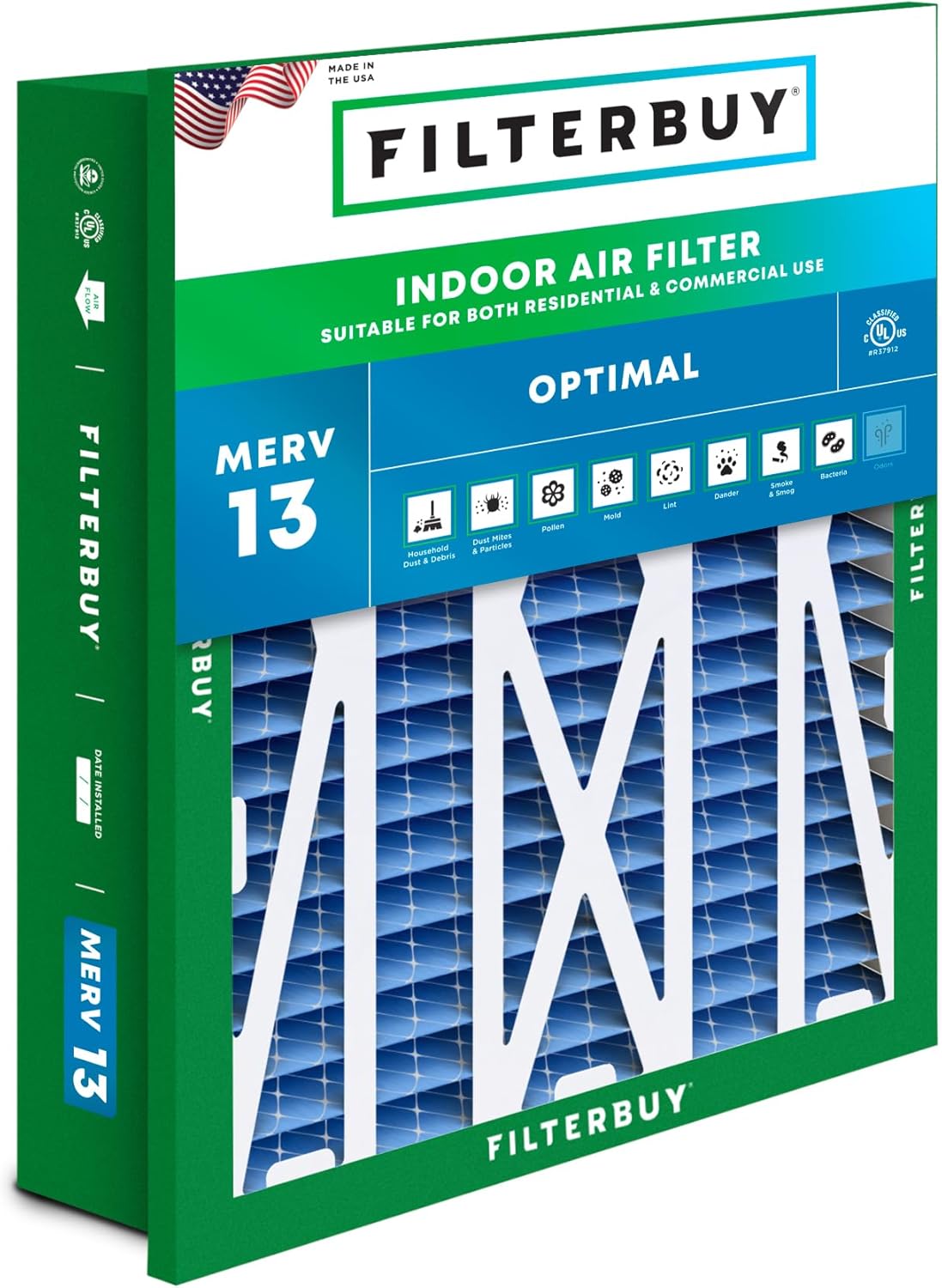 Filterbuy 20x25x5 Air Filter MERV 13 for Optimal Smoke Defense