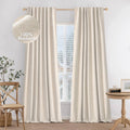 MIULEE 100% Blackout Curtains 84 in 2-Panel Set - Natural Beige