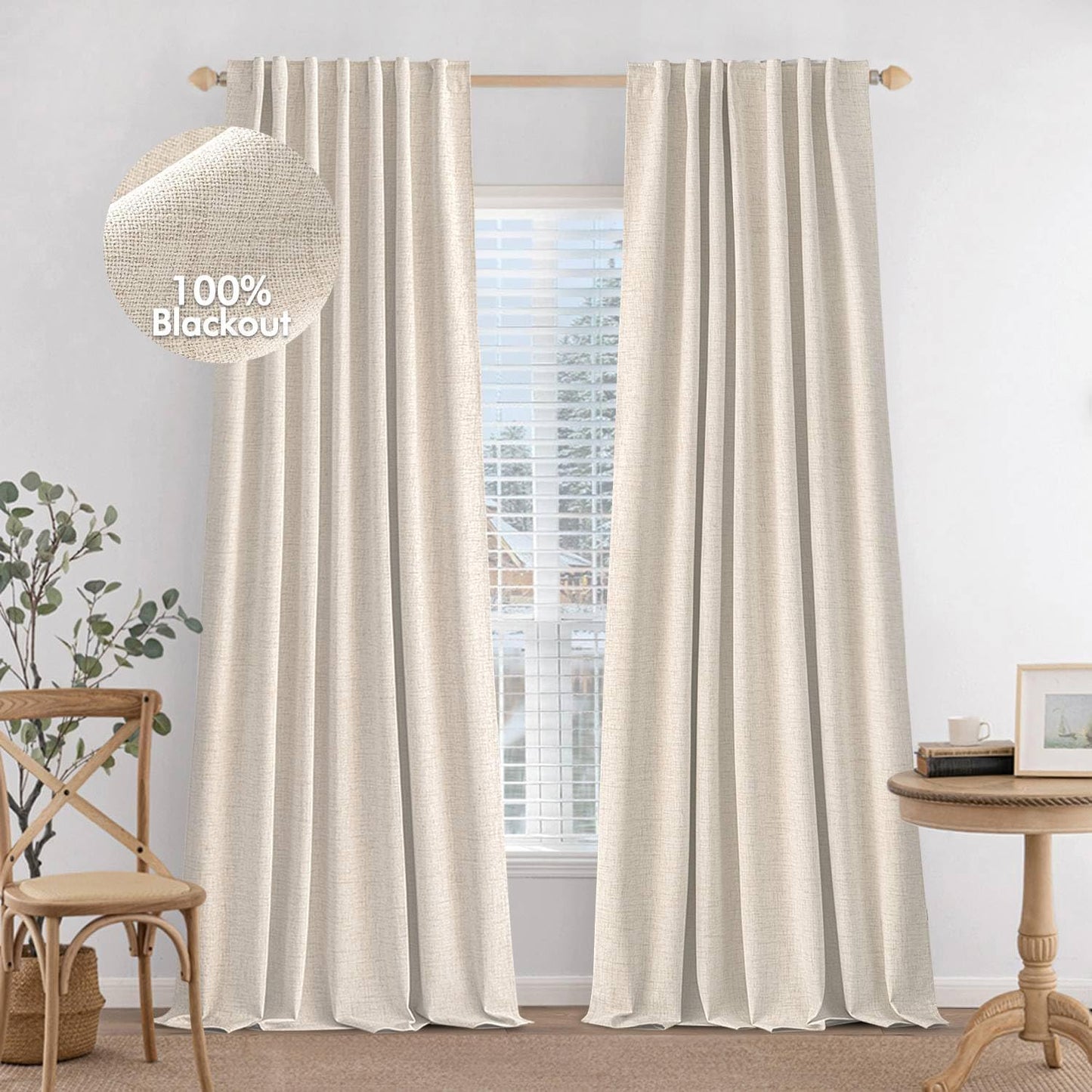 MIULEE 100% Blackout Curtains for Bedroom and Living Room