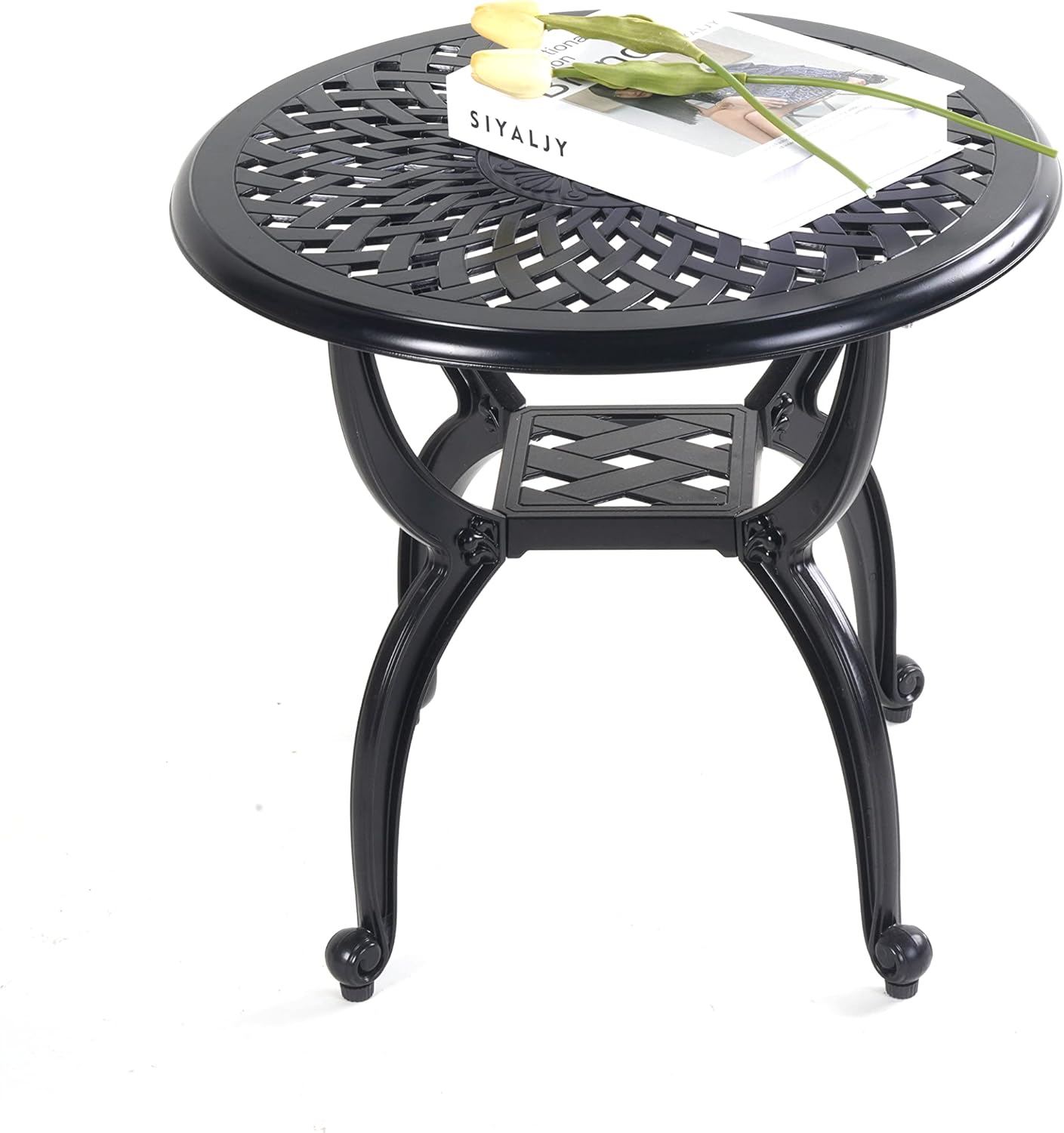 Mandolin Outdoor Patio Side Table - Rust Resistant Aluminum Design