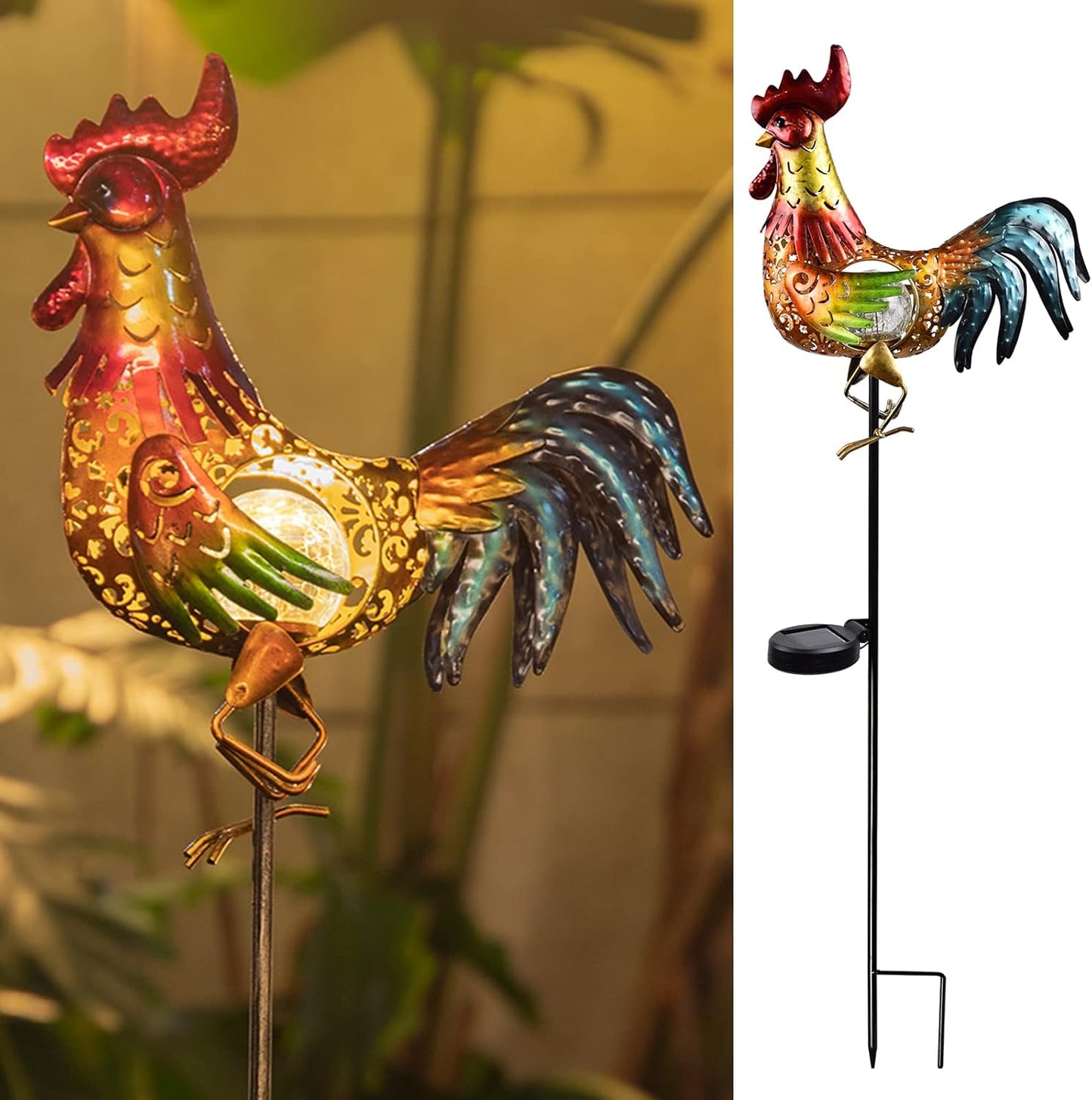 Tryme Rooster Solar Lights Outdoor Decorative Garden Statue Gifts