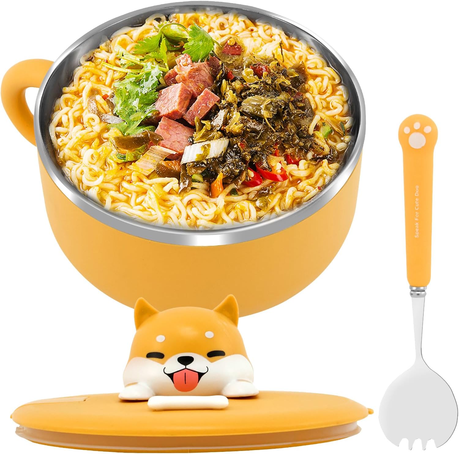 Stainless Steel Dog Ramen Bowl Set - 40.6 OZ