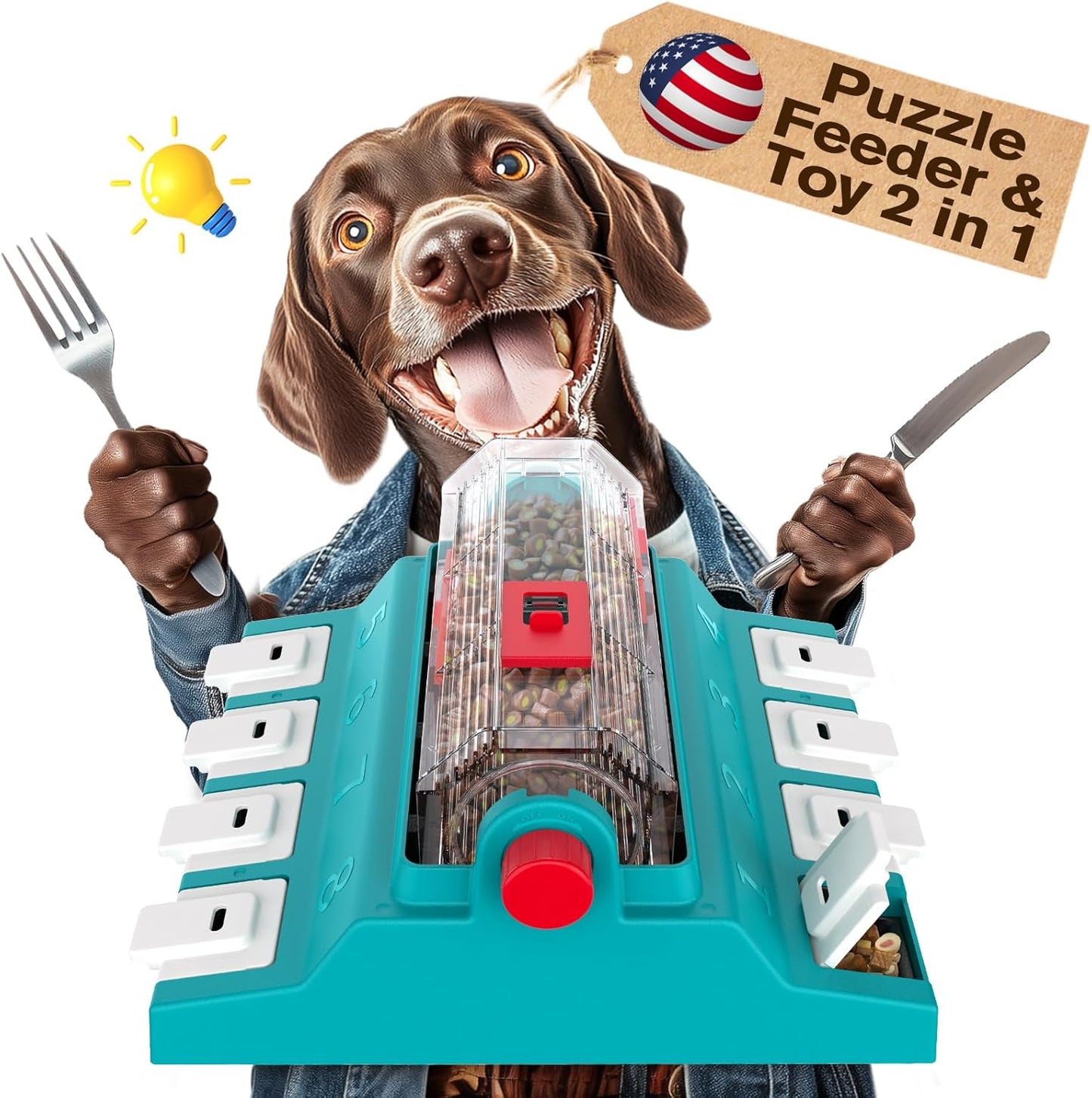 KADTC Large Size Paw-Activated Rolling Food Puzzle Toy for Dogs