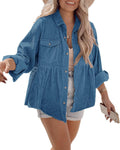 Corduroy Women's Button Down Tunic Shirt - Soft Lightweight Style