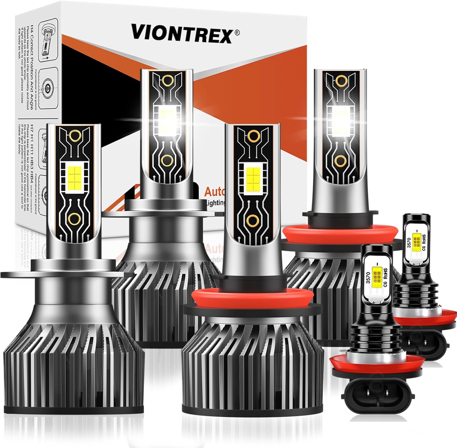 H7 High Beam & H11 Low Beam Light Bulbs for Ford Fusion 2006-2018