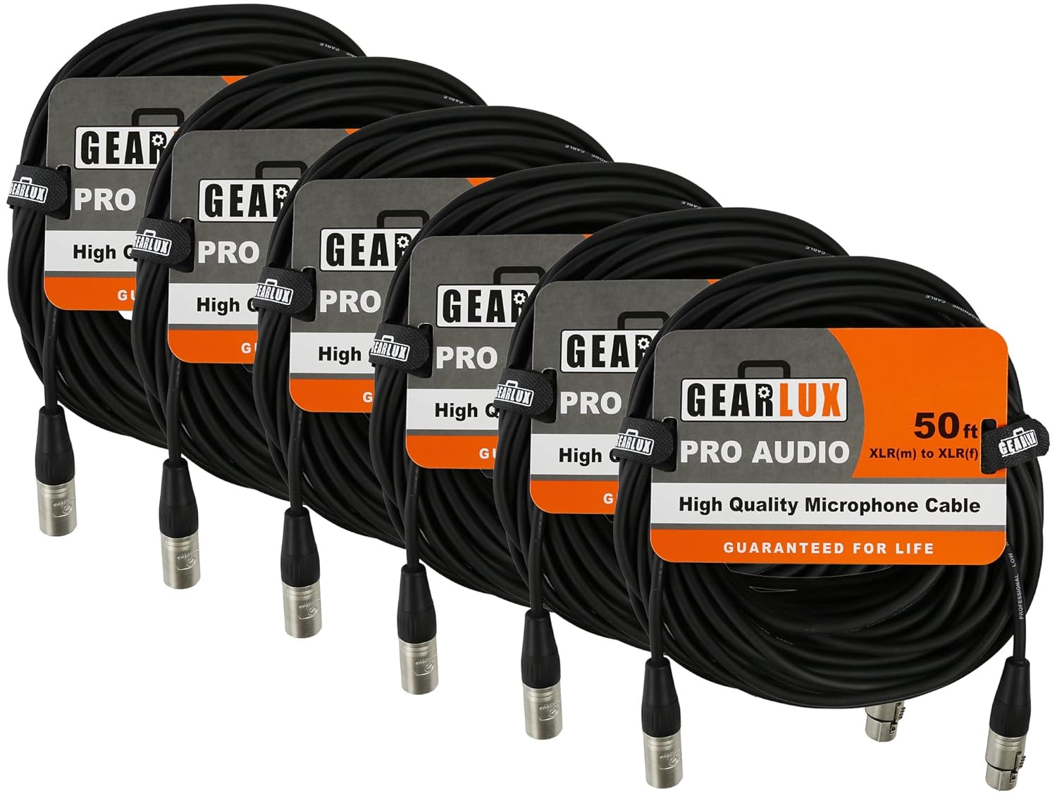 Gearlux XLR Microphone Cable 50 Feet 6 Pack for Professionals
