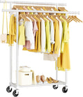 Double Rods Clothes Rack Rolling Garment Rack - Sturdy, Mobile Storage
