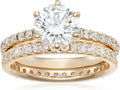 Platinum or Gold Plated Sterling Silver Wedding Set Rings - Sparkling