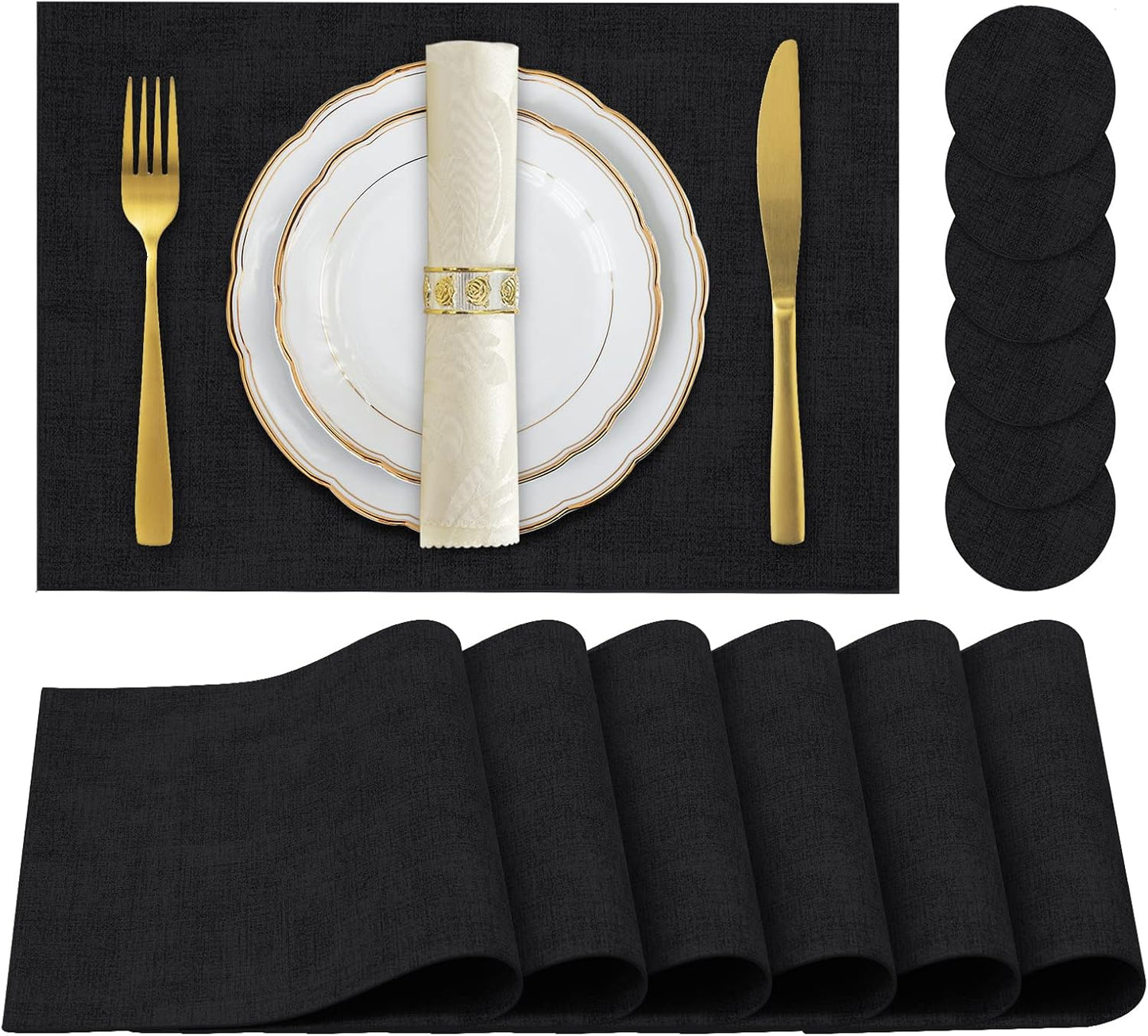 Faux Leather Placemats Set of 6 for Stylish Dining Tables