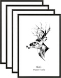 Yaetm 16x24 Poster Frame Black Set of 4 - Solid Wood Frames