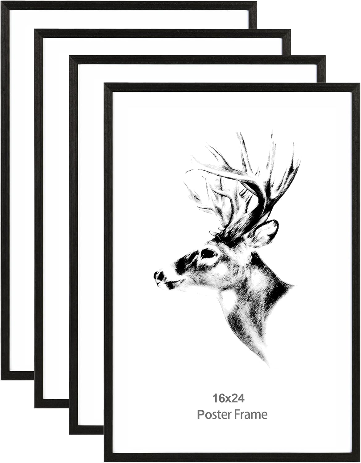 16x24 Poster Frame Set of 4 in Black for Art Prints and Photos