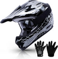 Youth DOT Dirt Bike Helmet with Goggles and Gloves - Kids Motocross