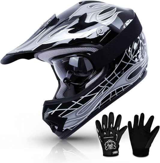 Youth Kids Dirt Bike Helmet for Boys Girls with Goggles Gloves