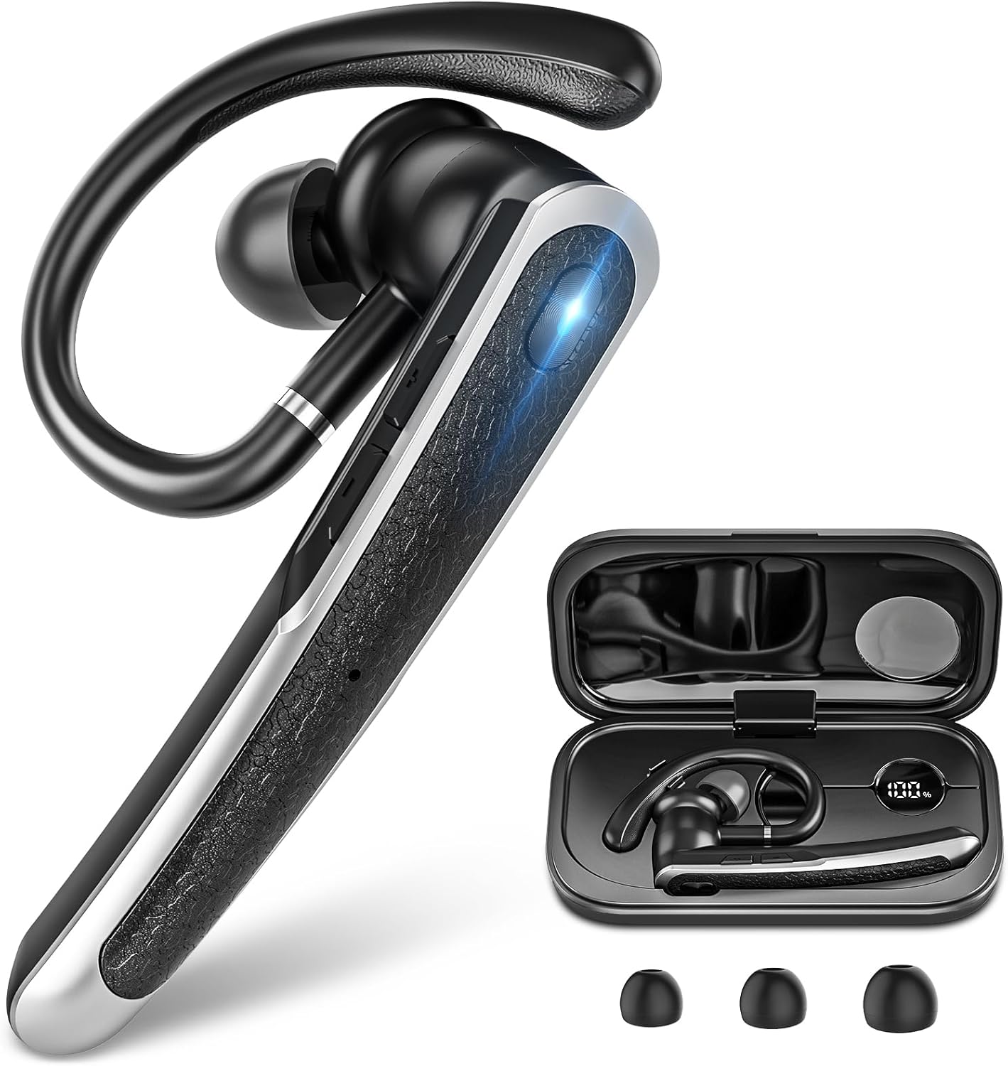 Bluetooth Headset with LED Charging Case for Hands-Free Calls