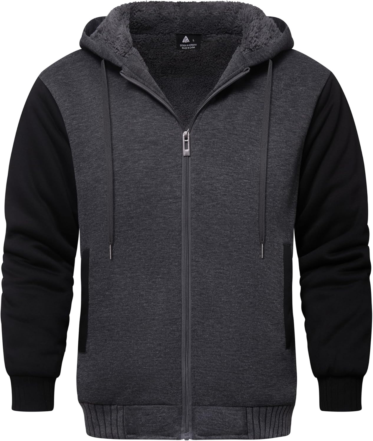 GEEK LIGHTING Mens Fleece-Lined Zip Up Hoodie for Winter Warmth