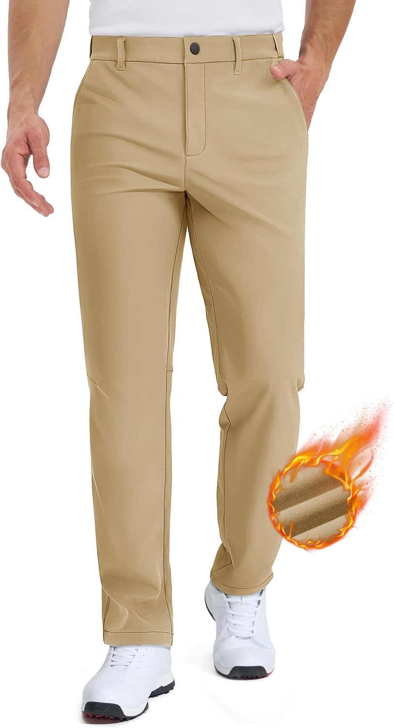 TACVASEN Winter Golf Pants for Men - Fleece Lined Comfort