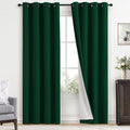 Blackout Curtains Dark Green 100% Room Darkening - Set of 2