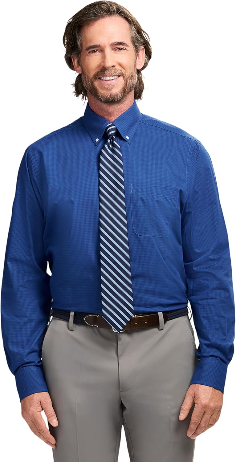 IZOD Men's Dress Shirt Regular Fit Long Sleeve Wrinkle Free
