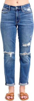 Judy Blue Mid Rise Stretchy Boyfriend Jeans - Comfortable Fit