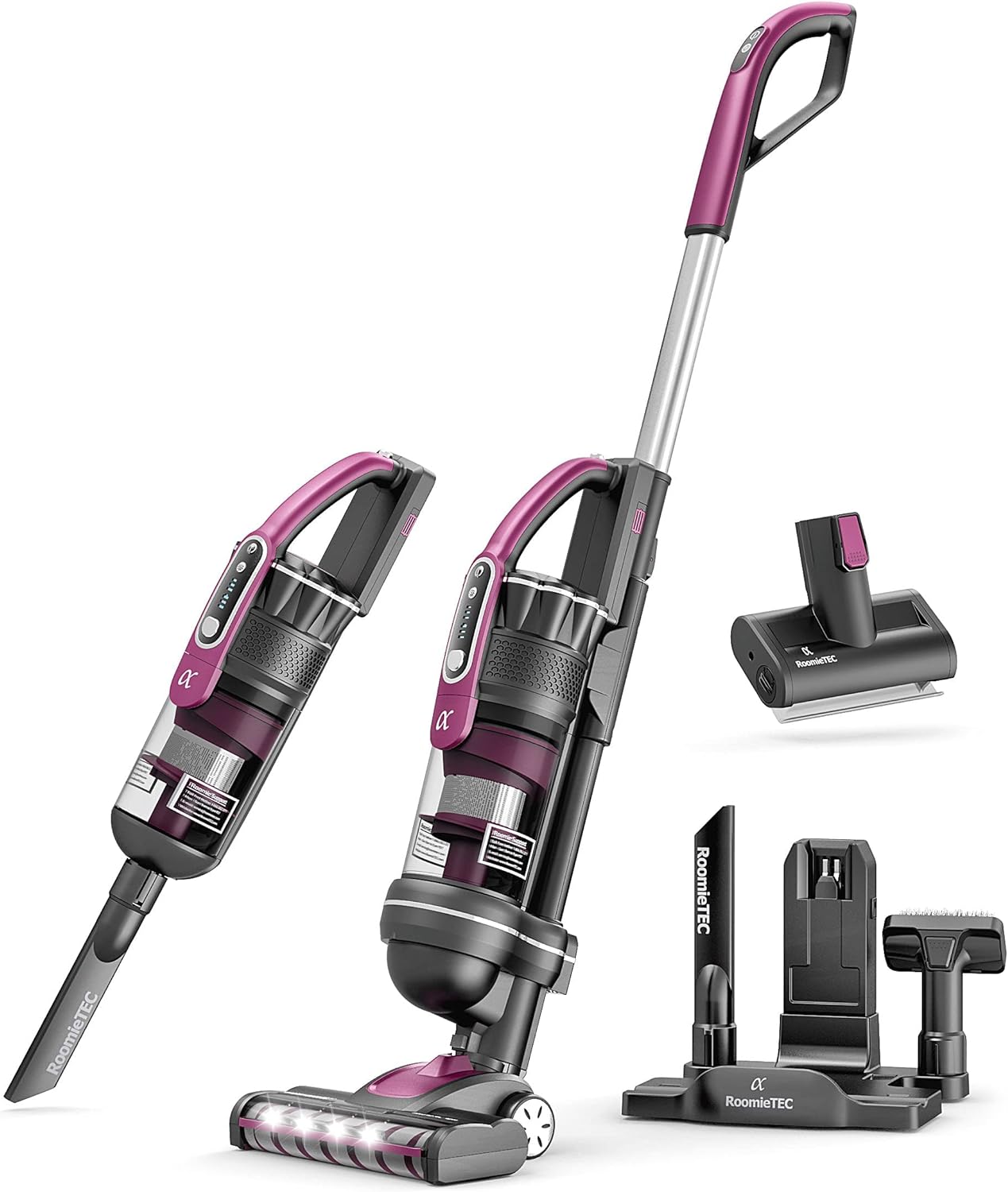 Roomie Tec Cordless Vacuum - 40 min Run Time & Pet Brush