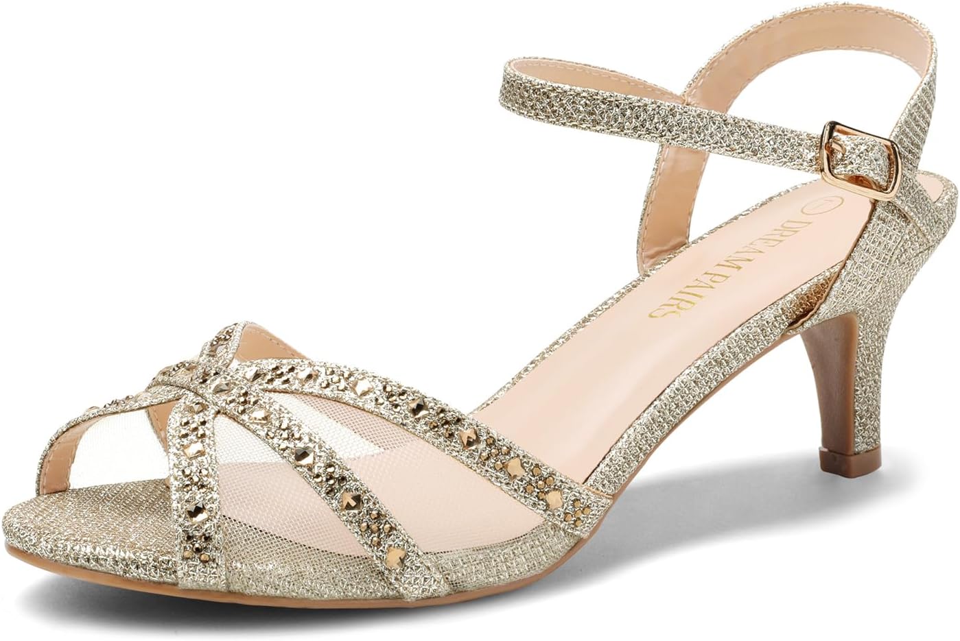 DREAM PAIRS Women's Nina Low Heel Pump Sandals for Comfort